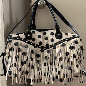Betsey Johnson Polka Dot Fringe Duffle Bag